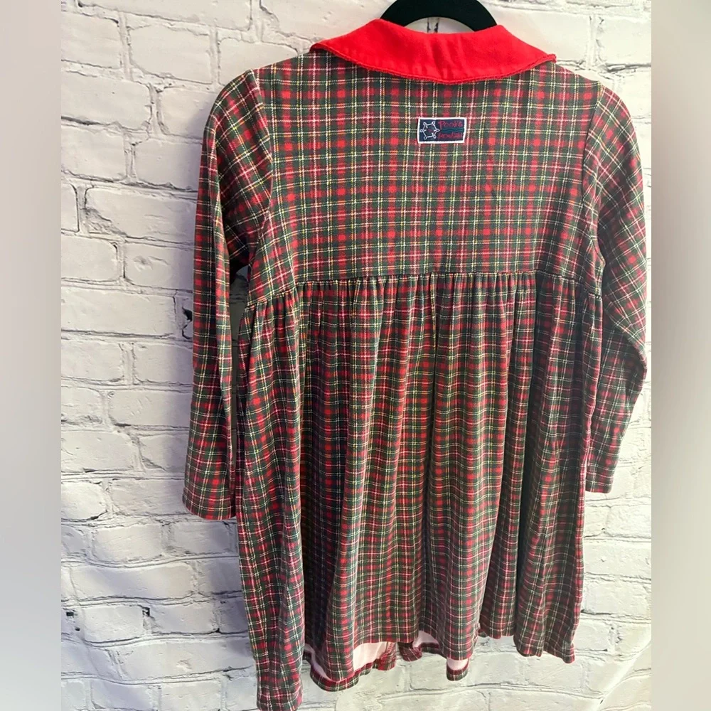 Vintage 90s Winnie the Pooh Plaid Winter Dress Girls 10/12 Rare Disney Red Green